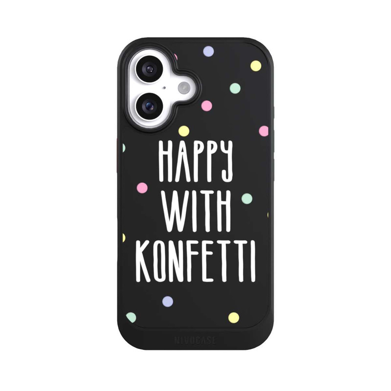 iPhone 16 NIVOcore Happy with Konfetti White ohne Hintergrund