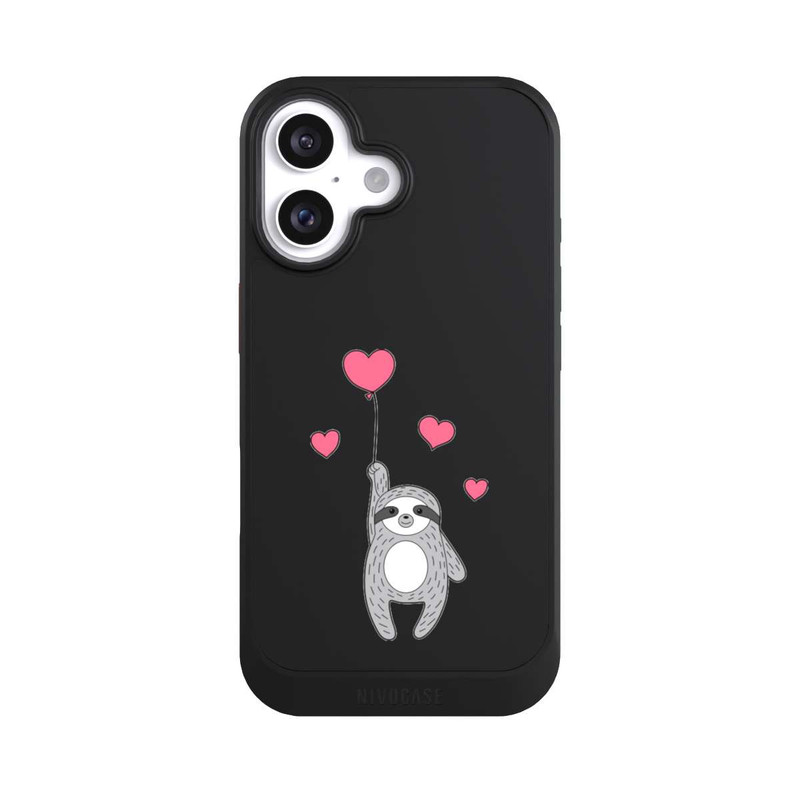 iPhone 16 NIVOcore Faultier mit Herzen transparent
