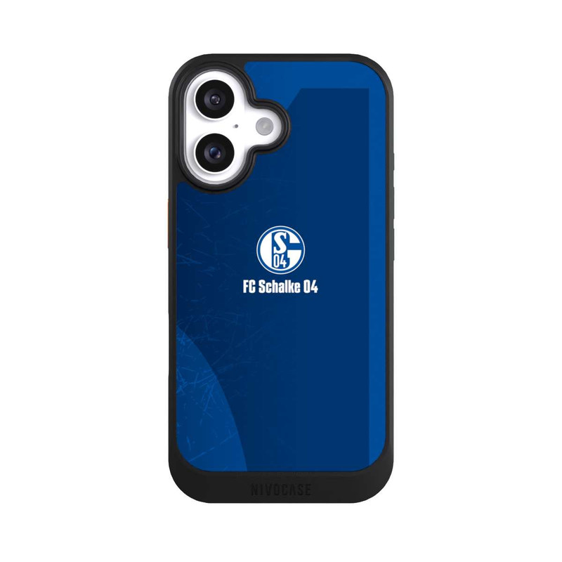 iPhone 16 NIVOcore Schalke 04 Blauer Hintergrund Mit Logo