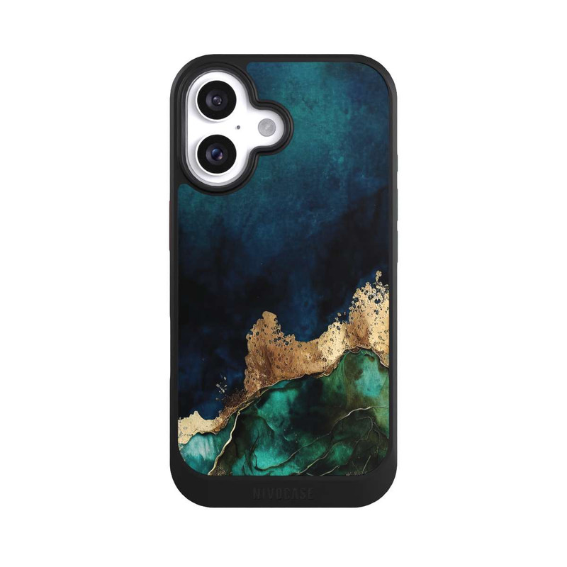iPhone 16 NIVOcore Petrolblau mit Gold
