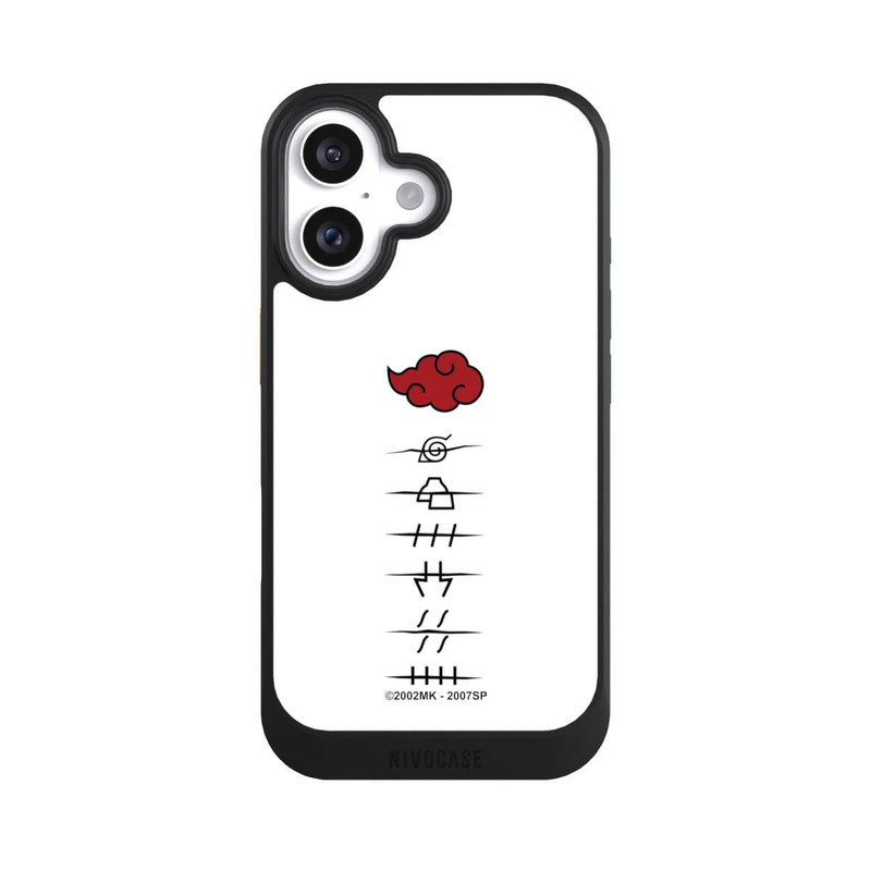 iPhone 16 NIVOcore Akatsuki Mitgliedersymbole Weiß