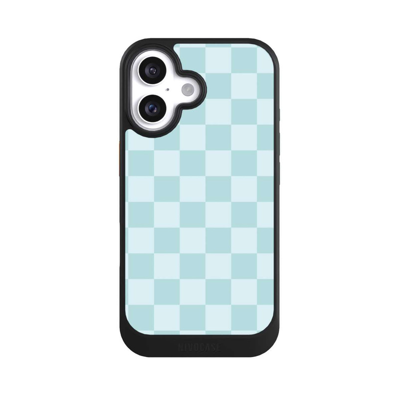 iPhone 16 NIVOcore Schachbrett Hellblau