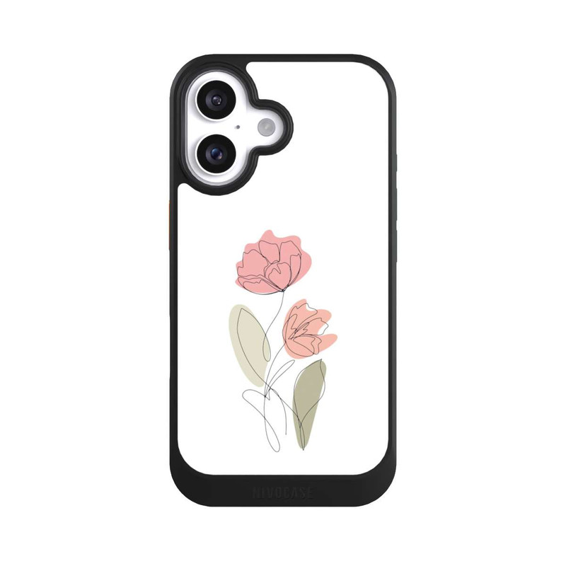 iPhone 16 NIVOcore Blume Line Art Rot