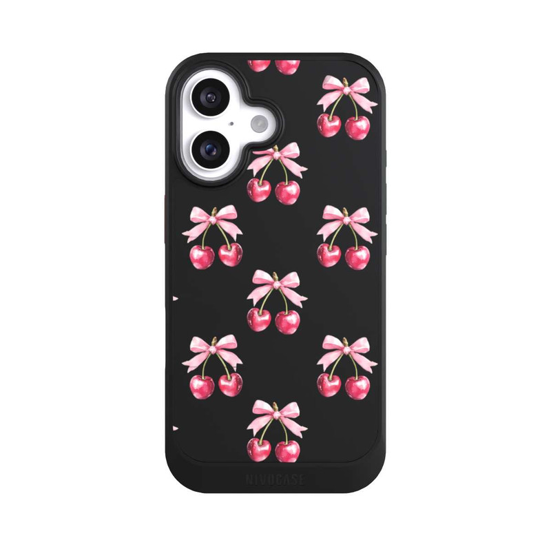 iPhone 16 NIVOcore Cherry Bow Pattern Transparent with AI