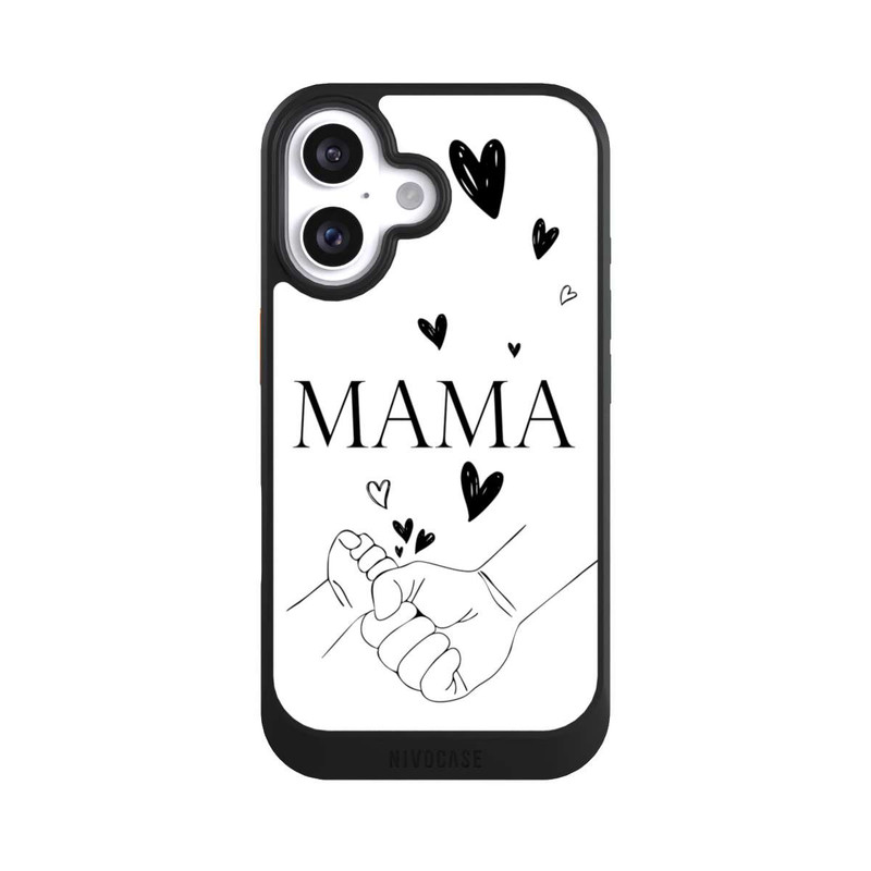 iPhone 16 NIVOcore Muttertag Line Art Hände Schwarz Weiß