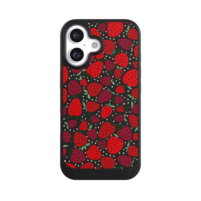 iPhone 16 NIVOcore Strawberry Pattern Comic Transparent