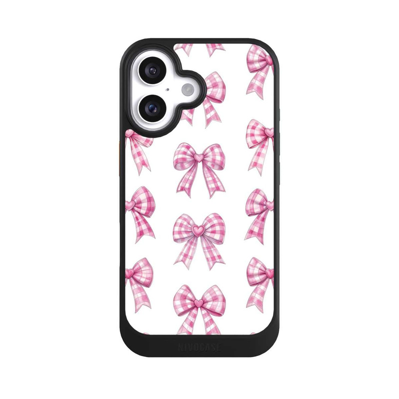 iPhone 16 NIVOcore Pink Gingham Hearts and Bows with AI