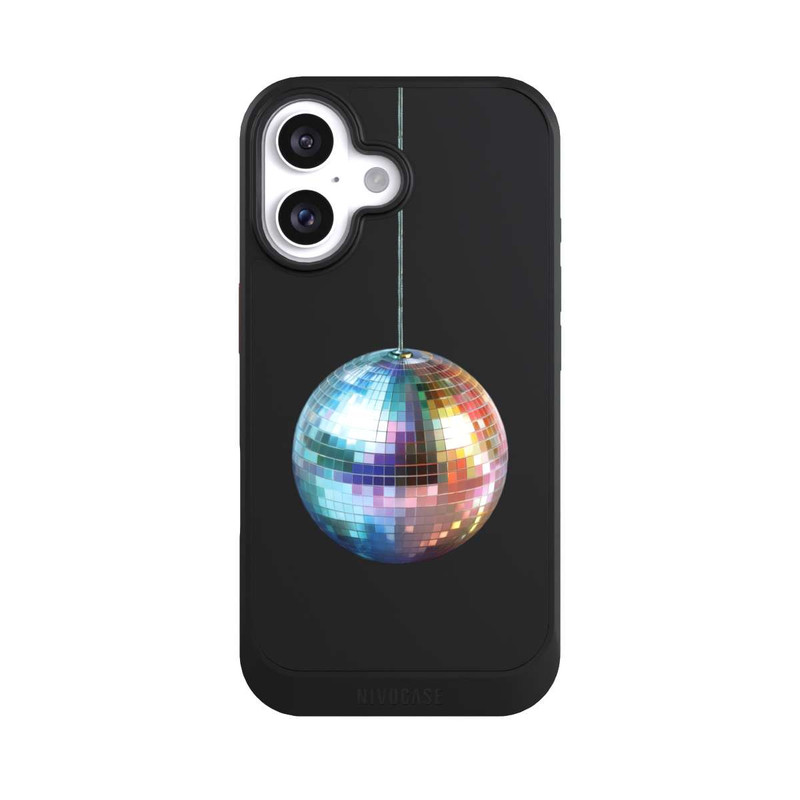 iPhone 16 NIVOcore Discokugel Party Blau Gold Transparent mit KI