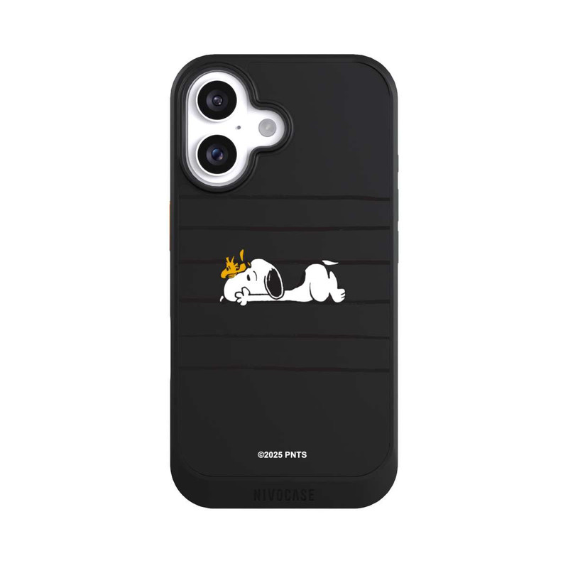 iPhone 16 NIVOcore Snoopy Woodstock Streifen Peanuts Transparent