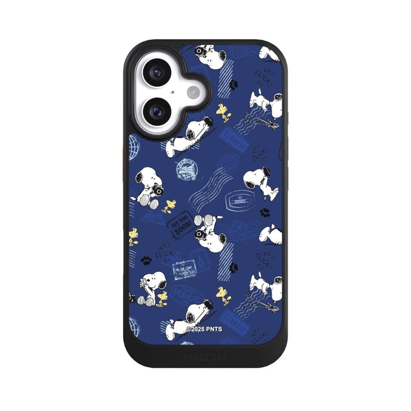 iPhone 16 NIVOcore Peanuts Travel Stamps Pattern Blue