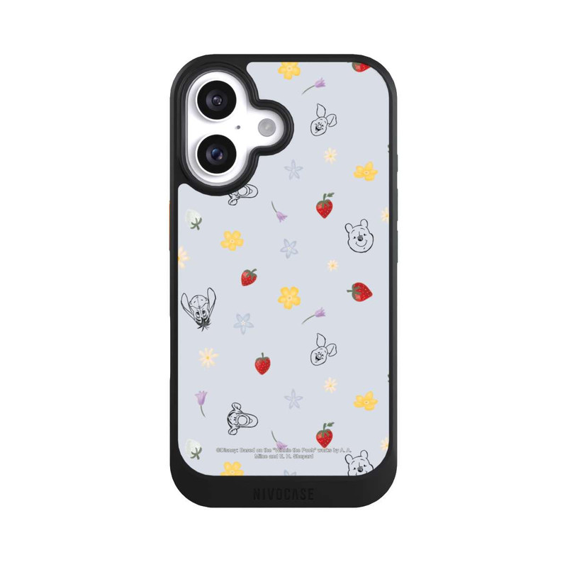 iPhone 16 NIVOcore Winnie Puuh und Freunde Erdbeer Muster Blau