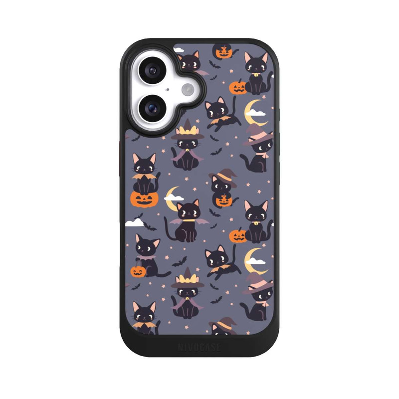 iPhone 16 NIVOcore Cute Halloween Witch Cats and Pumpkins