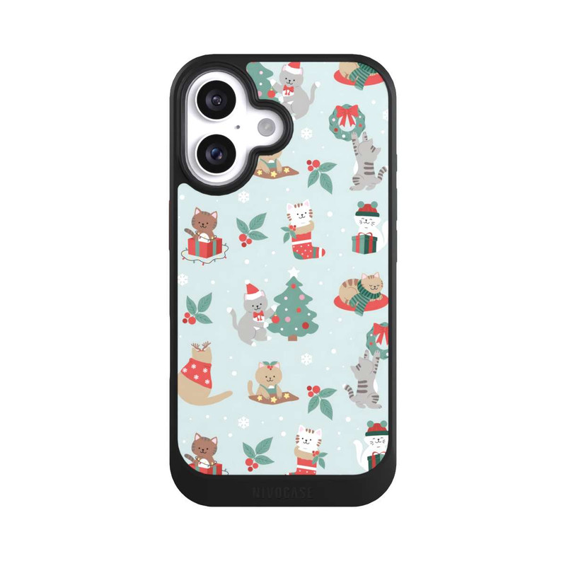 iPhone 16 NIVOcore festliche Katzen im Winterwunderland