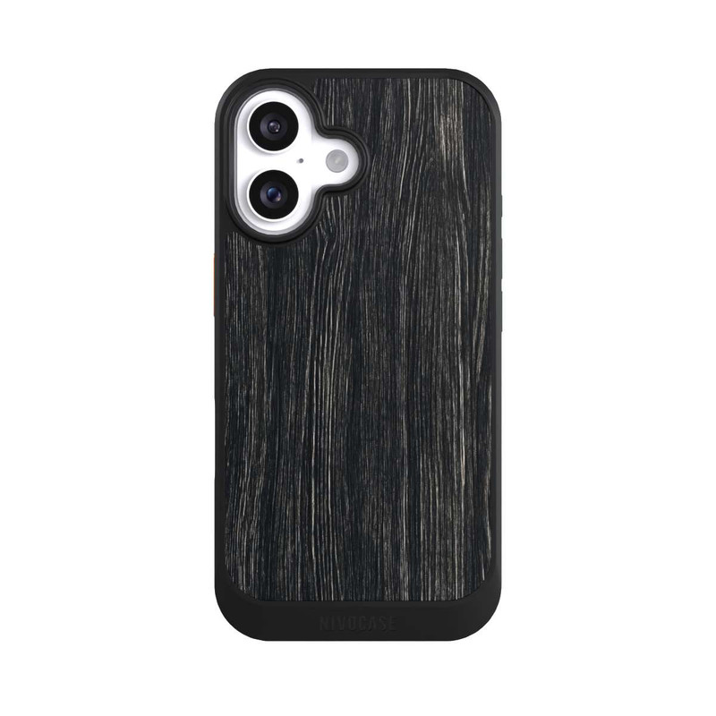 iPhone 16 NIVOcore Dunkle Holzstruktur