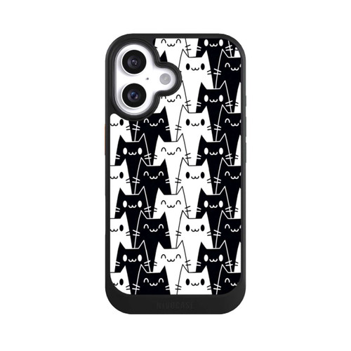 Apple iPhone 16 NIVOcore Katzentapete Schwarz Weiß