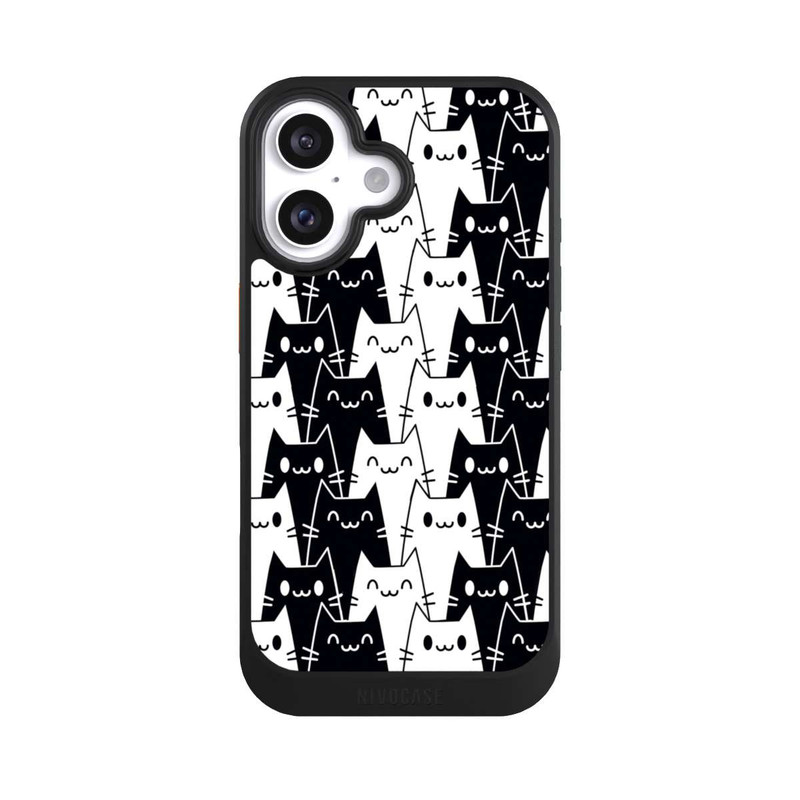 iPhone 16 NIVOcore Katzentapete Schwarz Weiß