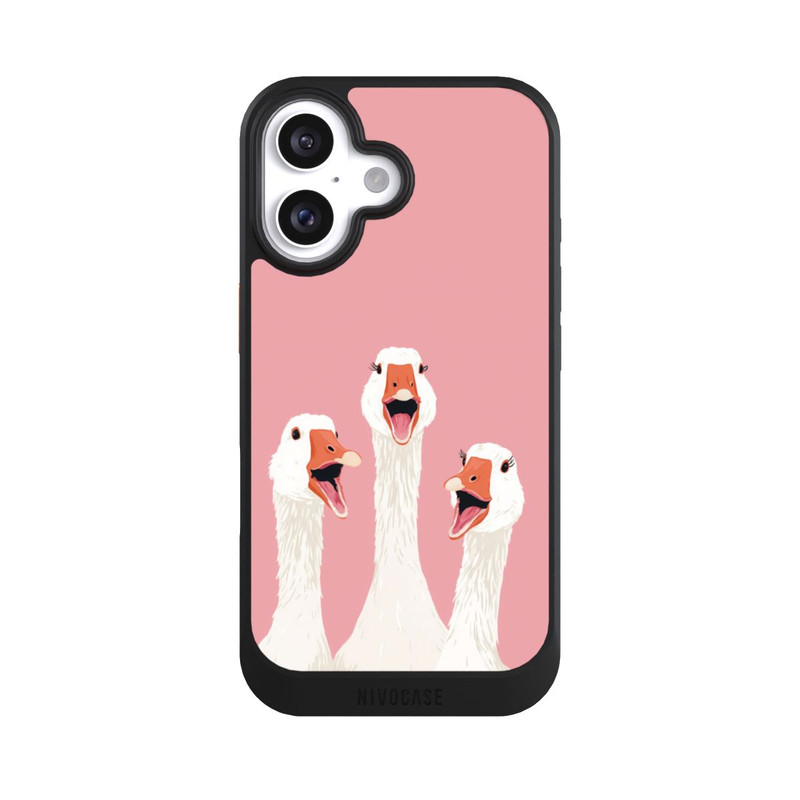iPhone 16 NIVOcore Drei Gänse Rosa mit KI