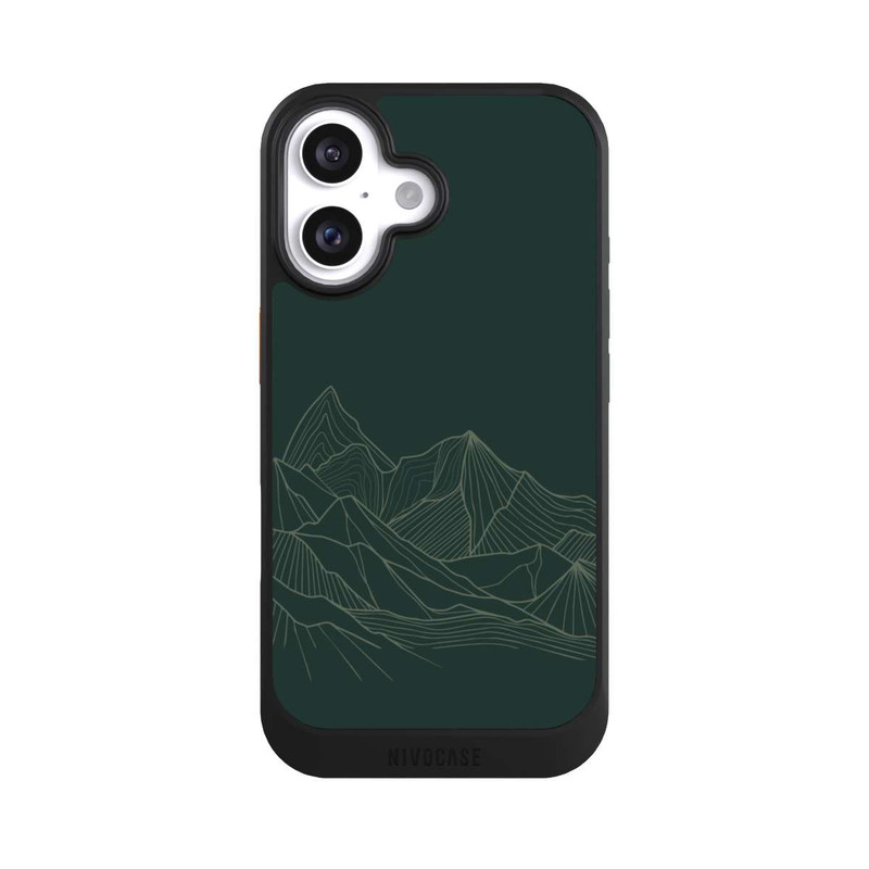 iPhone 16 NIVOcore Dessin Au Trait De Montagne Vert