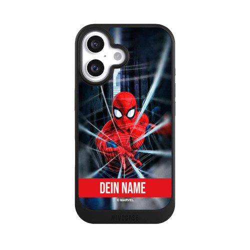 Apple iPhone 16 NIVOcore Spiderman Webs in Action Personalisierbar