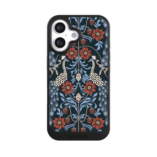 Apple iPhone 16 NIVOcore Vintage Peacock Garden Arts and Crafts Floral Dark