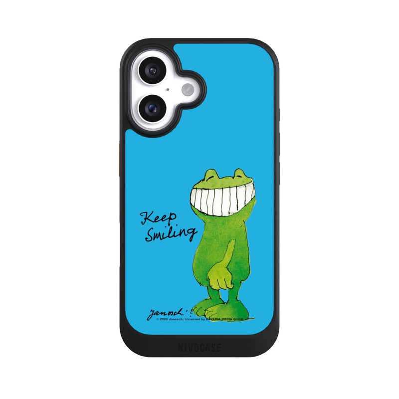 iPhone 16 NIVOcore Janosch Frosch Keep Smiling Blue