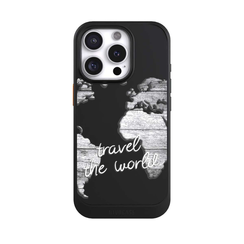 iPhone 16 Pro NIVOcore Weltkarte Holz ohne Hintergrund