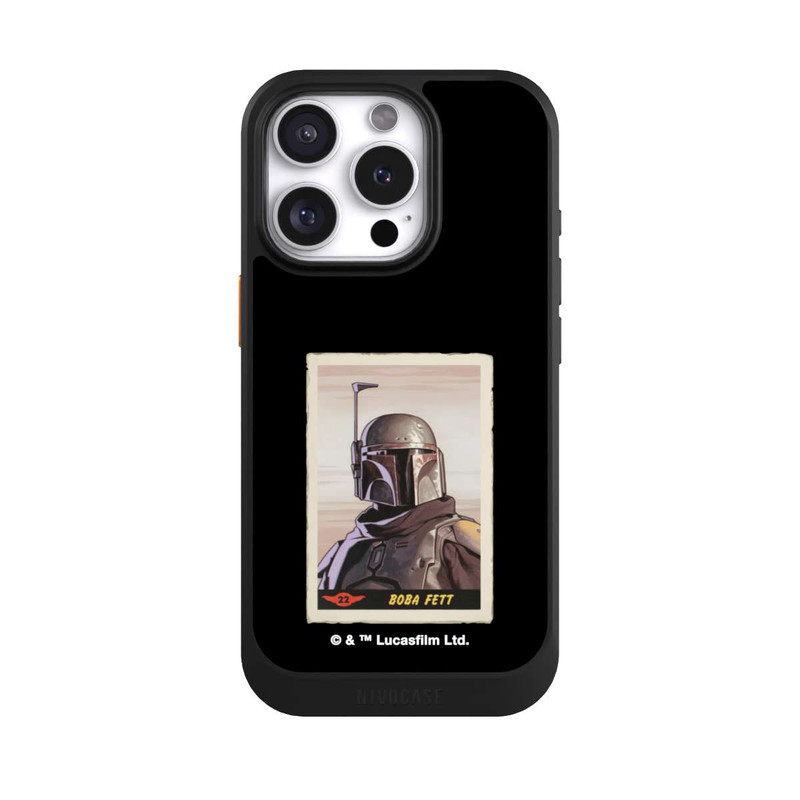 iPhone 16 Pro NIVOcore Boba Fett Badges Schwarzer Hintergrund