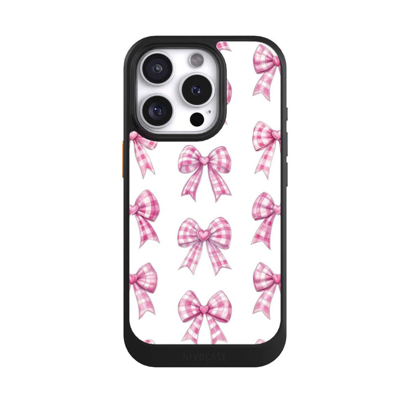 iPhone 16 Pro NIVOcore Pink Gingham Hearts and Bows