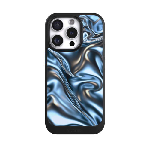 Apple iPhone 16 Pro NIVOcore Glänzender Stoff Chrome Metallic Blau mit KI