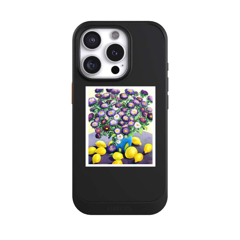 iPhone 16 Pro NIVOcore Purple Asters and Lemons by Christopher Ryland