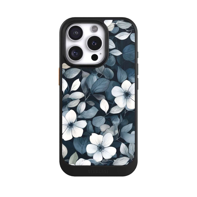 iPhone 16 Pro NIVOcore Blaue Negativblumen mit KI