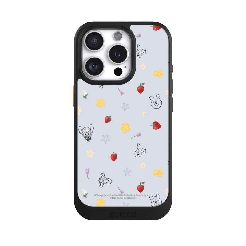 iPhone 16 Pro NIVOcore Winnie Puuh und Freunde Erdbeer Muster Blau