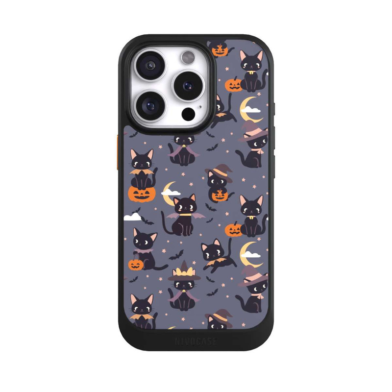 iPhone 16 Pro NIVOcore Cute Halloween Witch Cats and Pumpkins