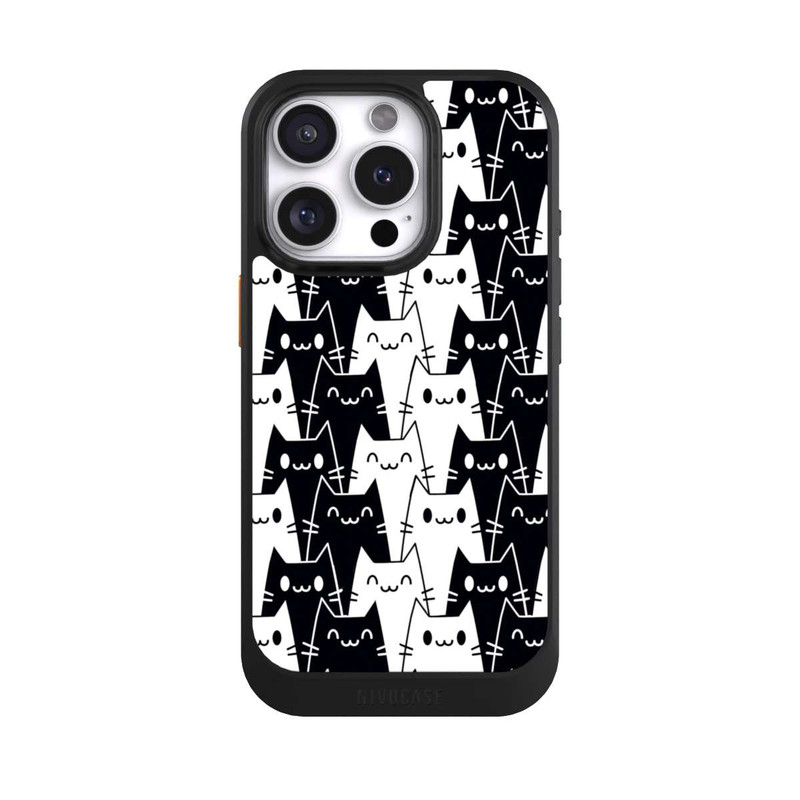 iPhone 16 Pro NIVOcore Papier Peint Chat Noir Blanc