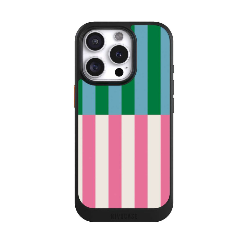 iPhone 16 Pro NIVOcore Motif Rayé Vert Rose