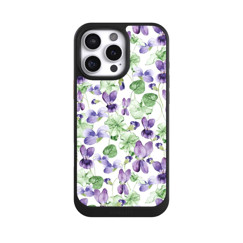 iPhone 16 Pro Max NIVOcore Purple Wildflowers Pattern Watercolor