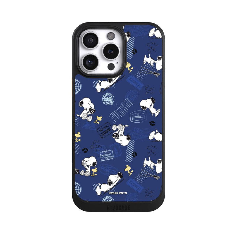 iPhone 16 Pro Max NIVOcore Peanuts Travel Stamps Pattern Blue