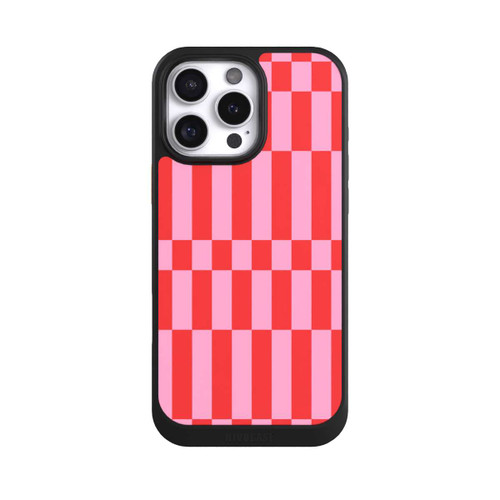 Apple iPhone 16 Pro Max NIVOcore Checked Abstract Bold Coral Red and Pink Color Block