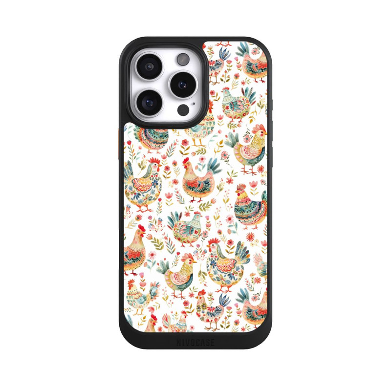 iPhone 16 Pro Max NIVOcore Motif de poulet coloré avec IA