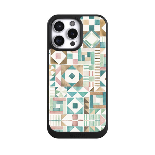 Apple iPhone 16 Pro Max NIVOcore Geometric Blocks Retro Vintage Patchwork Green
