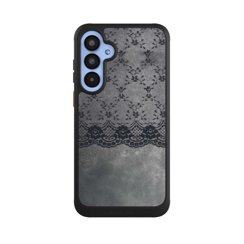 Galaxy A55 5G NIVOcore Black Lace Pattern on a Grey Background