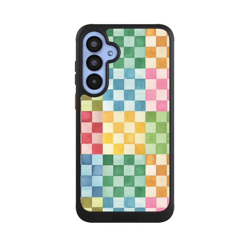 Galaxy A55 5G NIVOcore Checkerboard Watercolor Chess Geometric Red