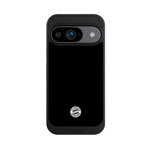 Google Pixel 9 NIVOcore Klassisches FCB Logo Klein - Weiß auf Schwarz