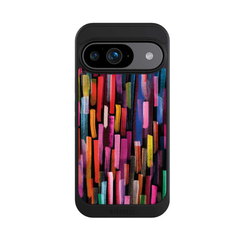 Google Pixel 9 NIVOcore Bunte Pinselstriche schwarz