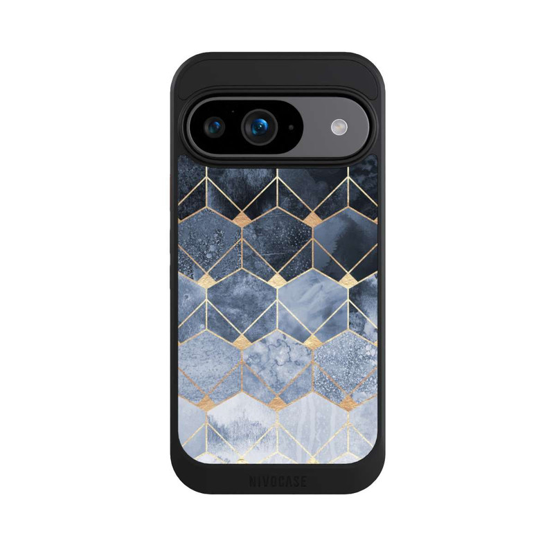Pixel 9 NIVOcore Blaue Sechsecke und Diamanten Golddruck