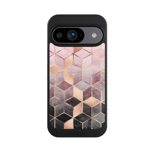 Google Pixel 9 NIVOcore Imprimé Cubes Dégradés Gris Rose