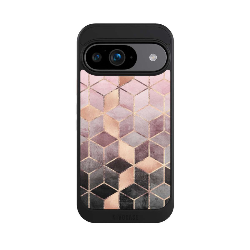 Pixel 9 NIVOcore Pink-grauer Farbverlauf Würfel Druck