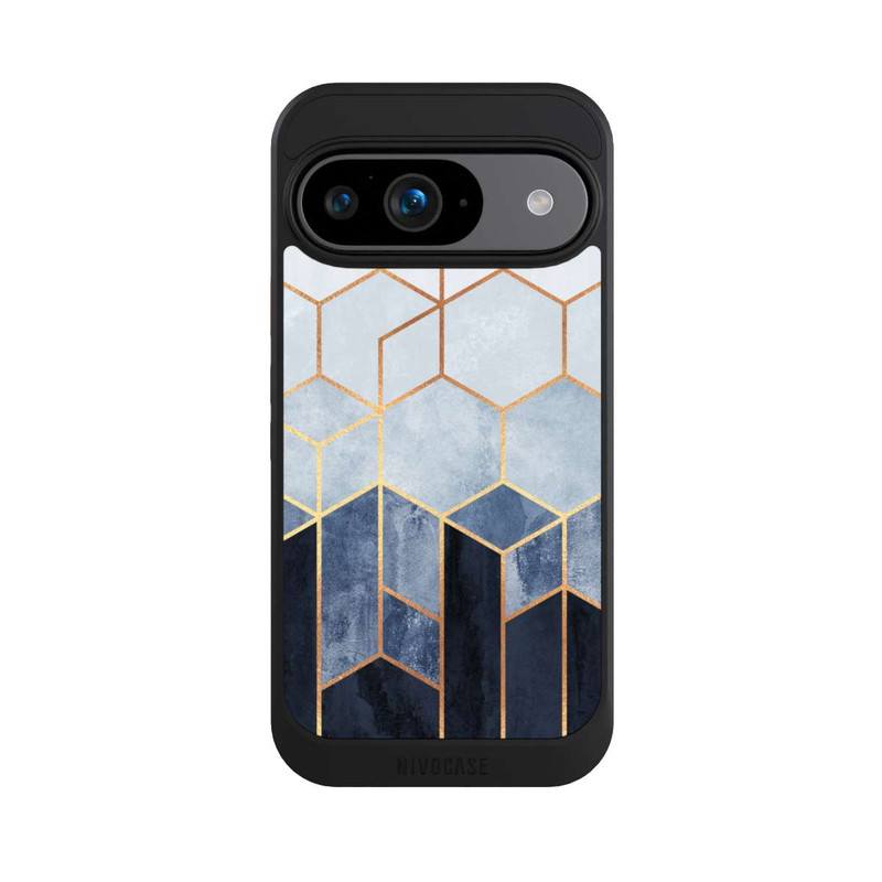 Pixel 9 NIVOcore Impression d'or d'hexagones bleus doux