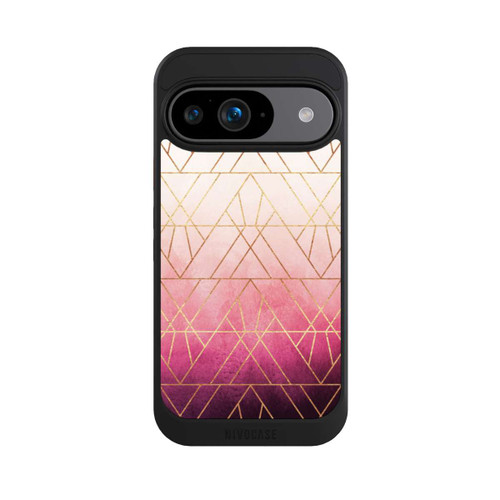 Google Pixel 9 NIVOcore Triangles ombrés roses imprimé doré