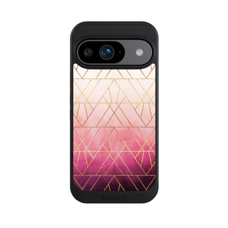 Pixel 9 NIVOcore Pink Ombre Dreiecke Golddruck